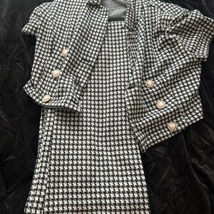 Cider Black and White Houndstooth Blazer & Pant Set